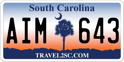 SC license plate AIM643
