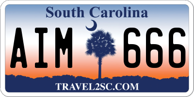 SC license plate AIM666