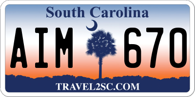 SC license plate AIM670