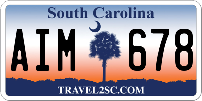 SC license plate AIM678