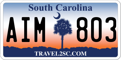 SC license plate AIM803