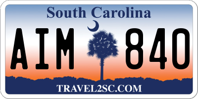 SC license plate AIM840