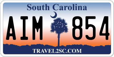 SC license plate AIM854