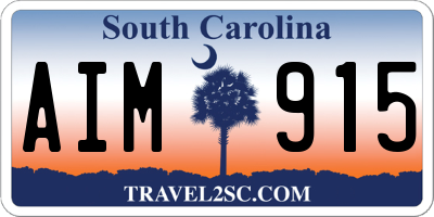 SC license plate AIM915