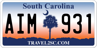 SC license plate AIM931