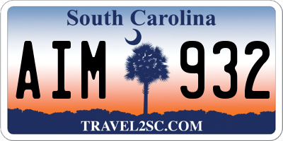 SC license plate AIM932