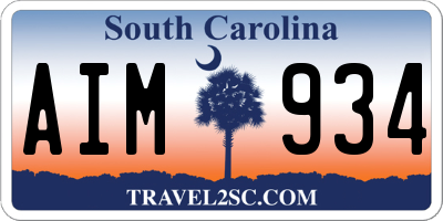 SC license plate AIM934