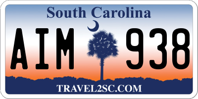 SC license plate AIM938