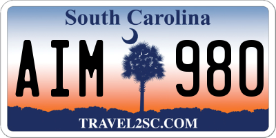 SC license plate AIM980