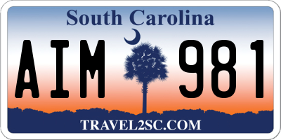 SC license plate AIM981