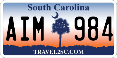 SC license plate AIM984