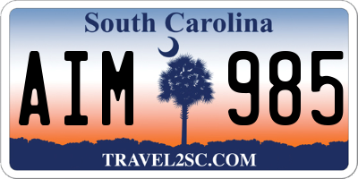 SC license plate AIM985
