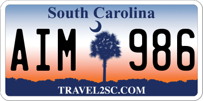 SC license plate AIM986