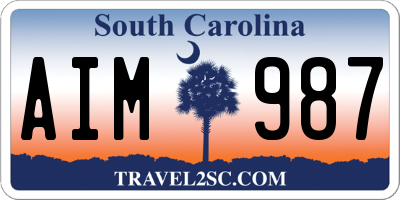SC license plate AIM987
