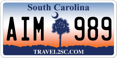 SC license plate AIM989