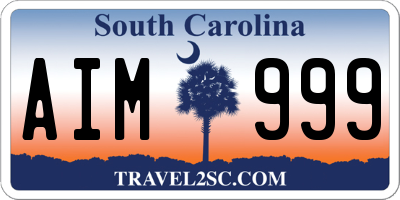 SC license plate AIM999