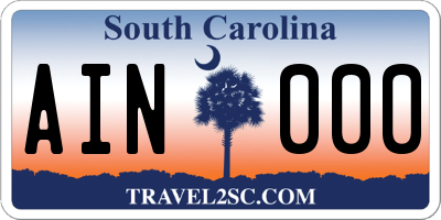 SC license plate AIN000