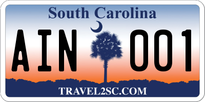 SC license plate AIN001