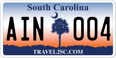 SC license plate AIN004