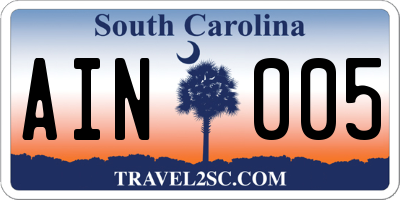 SC license plate AIN005