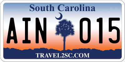 SC license plate AIN015