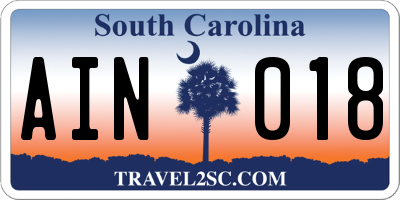 SC license plate AIN018