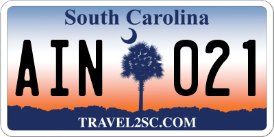 SC license plate AIN021