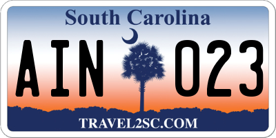 SC license plate AIN023