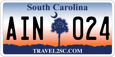 SC license plate AIN024