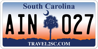 SC license plate AIN027