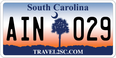 SC license plate AIN029