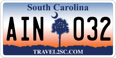 SC license plate AIN032