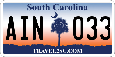 SC license plate AIN033