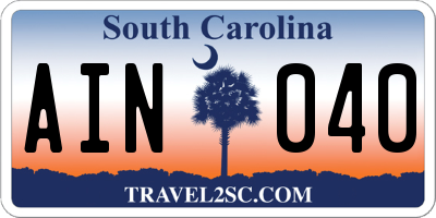 SC license plate AIN040