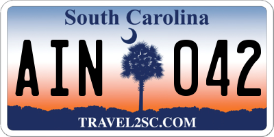 SC license plate AIN042