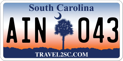 SC license plate AIN043