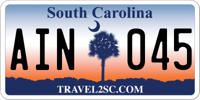 SC license plate AIN045