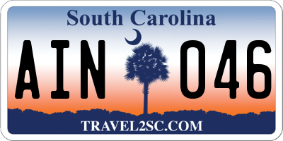 SC license plate AIN046