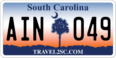 SC license plate AIN049