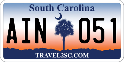 SC license plate AIN051