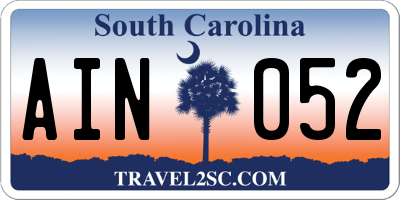 SC license plate AIN052