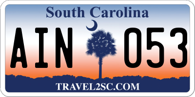 SC license plate AIN053