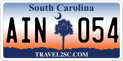 SC license plate AIN054