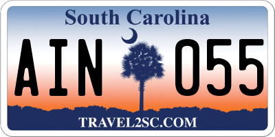 SC license plate AIN055
