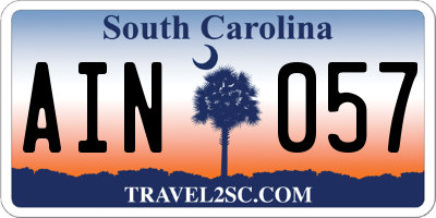 SC license plate AIN057