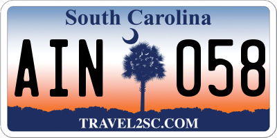 SC license plate AIN058