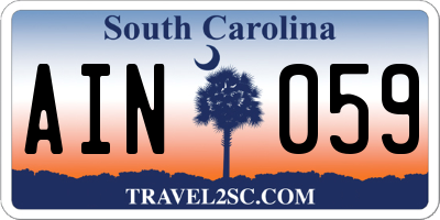 SC license plate AIN059