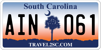 SC license plate AIN061