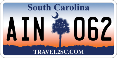 SC license plate AIN062