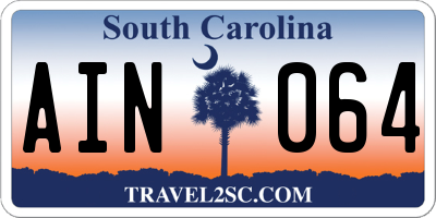 SC license plate AIN064
